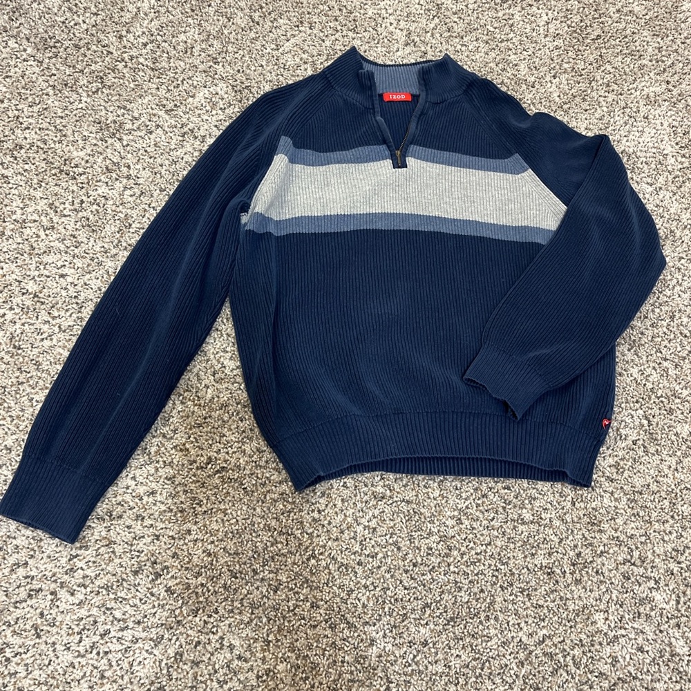 Blue knit zip up
